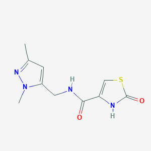 molecular formula C10H12N4O2S B6786036 N-[(2,5-dimethylpyrazol-3-yl)methyl]-2-oxo-3H-1,3-thiazole-4-carboxamide 