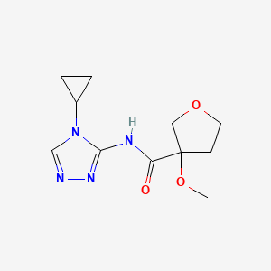 molecular formula C11H16N4O3 B6786060 N-(4-cyclopropyl-1,2,4-triazol-3-yl)-3-methoxyoxolane-3-carboxamide 
