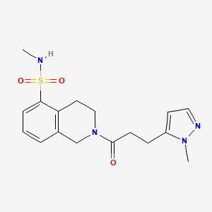 molecular formula C17H22N4O3S B6786085 N-methyl-2-[3-(2-methylpyrazol-3-yl)propanoyl]-3,4-dihydro-1H-isoquinoline-5-sulfonamide 