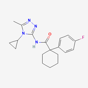 molecular formula C19H23FN4O B6786115 N-(4-cyclopropyl-5-methyl-1,2,4-triazol-3-yl)-1-(4-fluorophenyl)cyclohexane-1-carboxamide 
