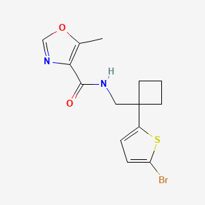 molecular formula C14H15BrN2O2S B6786147 N-[[1-(5-bromothiophen-2-yl)cyclobutyl]methyl]-5-methyl-1,3-oxazole-4-carboxamide 