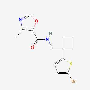 molecular formula C14H15BrN2O2S B6786153 N-[[1-(5-bromothiophen-2-yl)cyclobutyl]methyl]-4-methyl-1,3-oxazole-5-carboxamide 