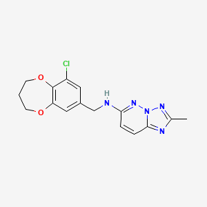 molecular formula C16H16ClN5O2 B6786267 N-[(6-chloro-3,4-dihydro-2H-1,5-benzodioxepin-8-yl)methyl]-2-methyl-[1,2,4]triazolo[1,5-b]pyridazin-6-amine 