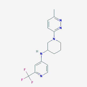 molecular formula C16H18F3N5 B6786361 N-[1-(6-methylpyridazin-3-yl)piperidin-3-yl]-2-(trifluoromethyl)pyridin-4-amine 