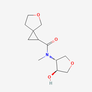 molecular formula C12H19NO4 B6786392 N-[(3R,4S)-4-hydroxyoxolan-3-yl]-N-methyl-5-oxaspiro[2.4]heptane-2-carboxamide 