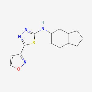 molecular formula C14H18N4OS B6786413 N-(2,3,3a,4,5,6,7,7a-octahydro-1H-inden-5-yl)-5-(1,2-oxazol-3-yl)-1,3,4-thiadiazol-2-amine 