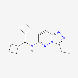 molecular formula C16H23N5 B6786674 N-[di(cyclobutyl)methyl]-3-ethyl-[1,2,4]triazolo[4,3-b]pyridazin-6-amine 