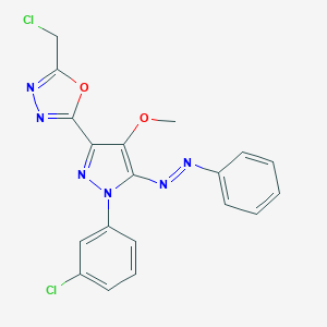 1,3,4-Oxadiazole, 2-(chloromethyl)-5-(1-(3-chlorophenyl)-4-methoxy-5-(phenylazo)-1H-pyrazol-3-yl)-