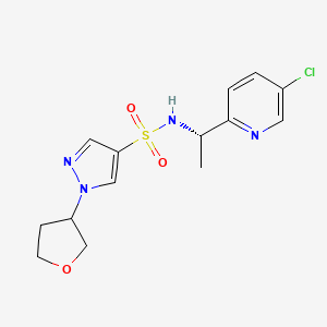 molecular formula C14H17ClN4O3S B6786791 N-[(1S)-1-(5-chloropyridin-2-yl)ethyl]-1-(oxolan-3-yl)pyrazole-4-sulfonamide 