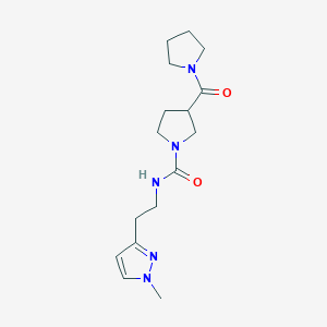 molecular formula C16H25N5O2 B6786885 N-[2-(1-methylpyrazol-3-yl)ethyl]-3-(pyrrolidine-1-carbonyl)pyrrolidine-1-carboxamide 