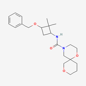 molecular formula C22H32N2O4 B6786901 N-(2,2-dimethyl-3-phenylmethoxycyclobutyl)-1,8-dioxa-4-azaspiro[5.5]undecane-4-carboxamide 