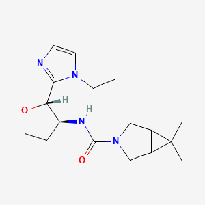 molecular formula C17H26N4O2 B6786924 N-[(2S,3S)-2-(1-ethylimidazol-2-yl)oxolan-3-yl]-6,6-dimethyl-3-azabicyclo[3.1.0]hexane-3-carboxamide 