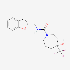 molecular formula C17H21F3N2O3 B6787063 N-(2,3-dihydro-1-benzofuran-2-ylmethyl)-4-hydroxy-4-(trifluoromethyl)azepane-1-carboxamide 