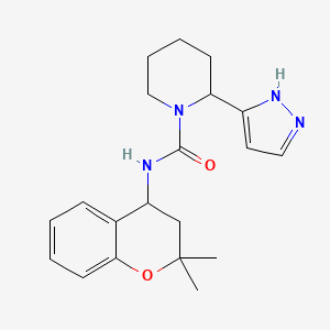 molecular formula C20H26N4O2 B6787287 N-(2,2-dimethyl-3,4-dihydrochromen-4-yl)-2-(1H-pyrazol-5-yl)piperidine-1-carboxamide 