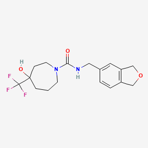 molecular formula C17H21F3N2O3 B6787341 N-(1,3-dihydro-2-benzofuran-5-ylmethyl)-4-hydroxy-4-(trifluoromethyl)azepane-1-carboxamide 
