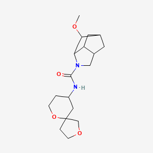 molecular formula C18H28N2O4 B6787358 N-(2,6-dioxaspiro[4.5]decan-9-yl)-2-methoxy-4-azatricyclo[4.2.1.03,7]nonane-4-carboxamide 