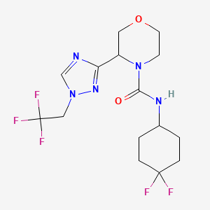 molecular formula C15H20F5N5O2 B6787370 N-(4,4-difluorocyclohexyl)-3-[1-(2,2,2-trifluoroethyl)-1,2,4-triazol-3-yl]morpholine-4-carboxamide 