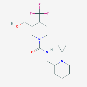 molecular formula C17H28F3N3O2 B6787479 N-[(1-cyclopropylpiperidin-2-yl)methyl]-3-(hydroxymethyl)-4-(trifluoromethyl)piperidine-1-carboxamide 