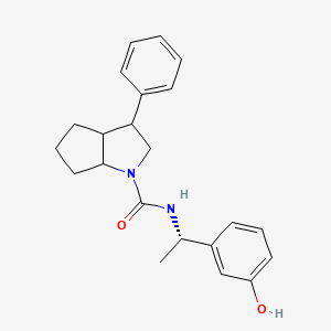 molecular formula C22H26N2O2 B6787482 N-[(1S)-1-(3-hydroxyphenyl)ethyl]-3-phenyl-3,3a,4,5,6,6a-hexahydro-2H-cyclopenta[b]pyrrole-1-carboxamide 