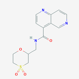 molecular formula C14H15N3O4S B6787497 N-[(4,4-dioxo-1,4-oxathian-2-yl)methyl]-1,6-naphthyridine-4-carboxamide 