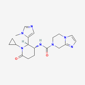 molecular formula C19H25N7O2 B6787553 N-[(2R,3R)-1-cyclopropyl-2-(3-methylimidazol-4-yl)-6-oxopiperidin-3-yl]-6,8-dihydro-5H-imidazo[1,2-a]pyrazine-7-carboxamide 