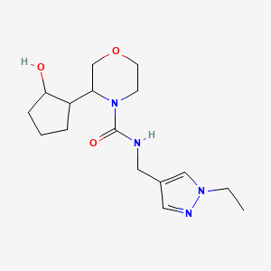 molecular formula C16H26N4O3 B6787606 N-[(1-ethylpyrazol-4-yl)methyl]-3-(2-hydroxycyclopentyl)morpholine-4-carboxamide 