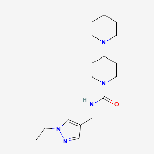 molecular formula C17H29N5O B6787618 N-[(1-ethylpyrazol-4-yl)methyl]-4-piperidin-1-ylpiperidine-1-carboxamide 