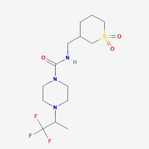 molecular formula C14H24F3N3O3S B6787644 N-[(1,1-dioxothian-3-yl)methyl]-4-(1,1,1-trifluoropropan-2-yl)piperazine-1-carboxamide 