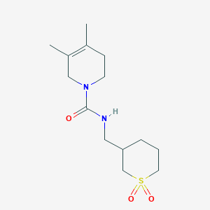 molecular formula C14H24N2O3S B6787649 N-[(1,1-dioxothian-3-yl)methyl]-4,5-dimethyl-3,6-dihydro-2H-pyridine-1-carboxamide 
