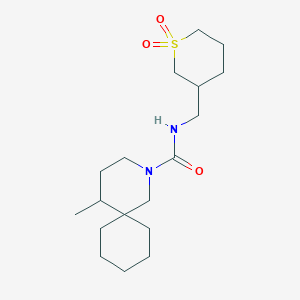 molecular formula C18H32N2O3S B6787654 N-[(1,1-dioxothian-3-yl)methyl]-5-methyl-2-azaspiro[5.5]undecane-2-carboxamide 