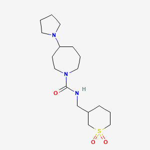 molecular formula C17H31N3O3S B6787659 N-[(1,1-dioxothian-3-yl)methyl]-4-pyrrolidin-1-ylazepane-1-carboxamide 