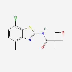 molecular formula C13H13ClN2O2S B6787778 N-(7-chloro-4-methyl-1,3-benzothiazol-2-yl)-3-methyloxetane-3-carboxamide 