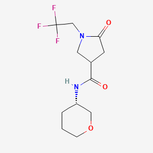 molecular formula C12H17F3N2O3 B6787790 N-[(3S)-oxan-3-yl]-5-oxo-1-(2,2,2-trifluoroethyl)pyrrolidine-3-carboxamide 