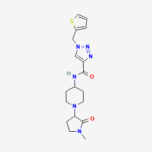 molecular formula C18H24N6O2S B6787983 N-[1-(1-methyl-2-oxopyrrolidin-3-yl)piperidin-4-yl]-1-(thiophen-2-ylmethyl)triazole-4-carboxamide 