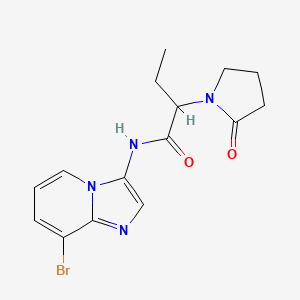 molecular formula C15H17BrN4O2 B6788004 N-(8-bromoimidazo[1,2-a]pyridin-3-yl)-2-(2-oxopyrrolidin-1-yl)butanamide 