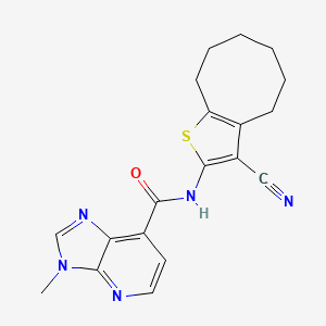 molecular formula C19H19N5OS B6788039 N-(3-cyano-4,5,6,7,8,9-hexahydrocycloocta[b]thiophen-2-yl)-3-methylimidazo[4,5-b]pyridine-7-carboxamide 