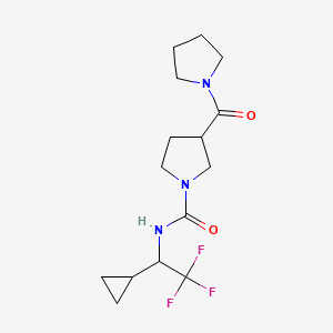 molecular formula C15H22F3N3O2 B6788054 N-(1-cyclopropyl-2,2,2-trifluoroethyl)-3-(pyrrolidine-1-carbonyl)pyrrolidine-1-carboxamide 