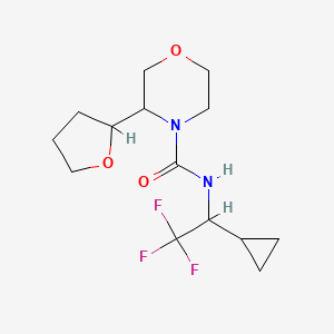 molecular formula C14H21F3N2O3 B6788076 N-(1-cyclopropyl-2,2,2-trifluoroethyl)-3-(oxolan-2-yl)morpholine-4-carboxamide 
