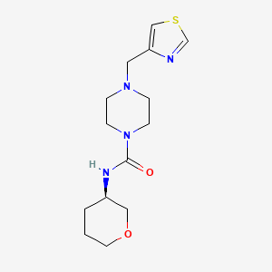 molecular formula C14H22N4O2S B6788101 N-[(3R)-oxan-3-yl]-4-(1,3-thiazol-4-ylmethyl)piperazine-1-carboxamide 