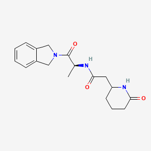 molecular formula C18H23N3O3 B6788227 N-[(2S)-1-(1,3-dihydroisoindol-2-yl)-1-oxopropan-2-yl]-2-(6-oxopiperidin-2-yl)acetamide 