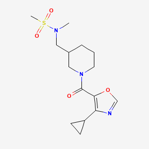 molecular formula C15H23N3O4S B6788274 N-[[1-(4-cyclopropyl-1,3-oxazole-5-carbonyl)piperidin-3-yl]methyl]-N-methylmethanesulfonamide 