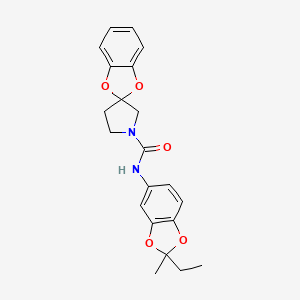 molecular formula C21H22N2O5 B6788283 N-(2-ethyl-2-methyl-1,3-benzodioxol-5-yl)spiro[1,3-benzodioxole-2,3'-pyrrolidine]-1'-carboxamide 