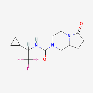 molecular formula C13H18F3N3O2 B6788292 N-(1-cyclopropyl-2,2,2-trifluoroethyl)-6-oxo-1,3,4,7,8,8a-hexahydropyrrolo[1,2-a]pyrazine-2-carboxamide 
