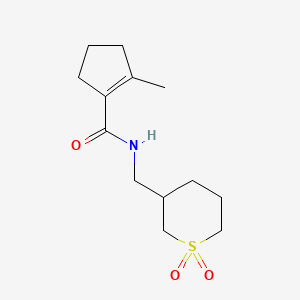 molecular formula C13H21NO3S B6788321 N-[(1,1-dioxothian-3-yl)methyl]-2-methylcyclopentene-1-carboxamide 