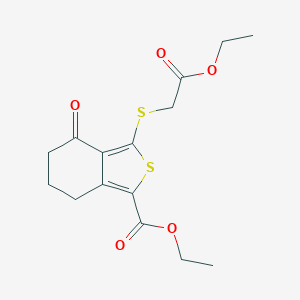 molecular formula C15H18O5S2 B067884 Ethyl 3-[(2-ethoxy-2-oxoethyl)thio]-4-oxo-4,5,6,7-tetrahydrobenzo[c]thiophene-1-carboxylate CAS No. 172516-34-6