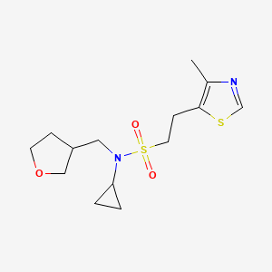 molecular formula C14H22N2O3S2 B6788411 N-cyclopropyl-2-(4-methyl-1,3-thiazol-5-yl)-N-(oxolan-3-ylmethyl)ethanesulfonamide 