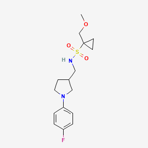 molecular formula C16H23FN2O3S B6788416 N-[[1-(4-fluorophenyl)pyrrolidin-3-yl]methyl]-1-(methoxymethyl)cyclopropane-1-sulfonamide 