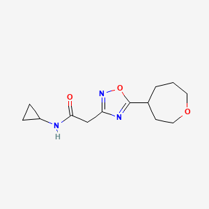 molecular formula C13H19N3O3 B6788485 N-cyclopropyl-2-[5-(oxepan-4-yl)-1,2,4-oxadiazol-3-yl]acetamide 
