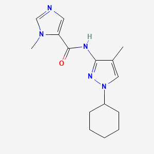molecular formula C15H21N5O B6788677 N-(1-cyclohexyl-4-methylpyrazol-3-yl)-3-methylimidazole-4-carboxamide 