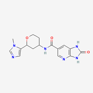 molecular formula C16H18N6O3 B6788694 N-[2-(3-methylimidazol-4-yl)oxan-4-yl]-2-oxo-1,3-dihydroimidazo[4,5-b]pyridine-6-carboxamide 